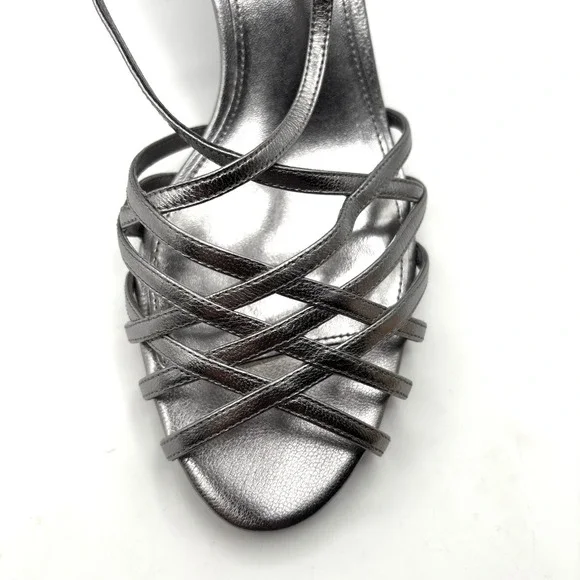 Lauren Ralph Lauren leather upper silver strappy Sling back sandals sz 10B - Picture 6 of 10